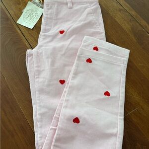 The Beaufort Bonnet Company Light Pink Kids Bottoms with Red Heart Details